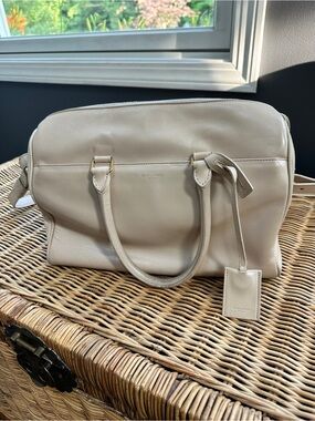 Saint Laurent YSL Beige Leather Duffel Bag Handbag